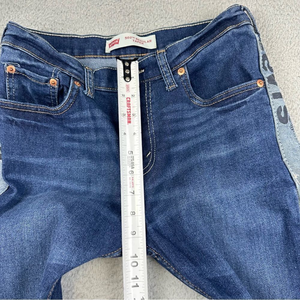Levis 502 Jeans Womens 16 Regular Blue  Tapered Leg Stipe Logo Denim Prep 28x29* - Picture 11 of 16
